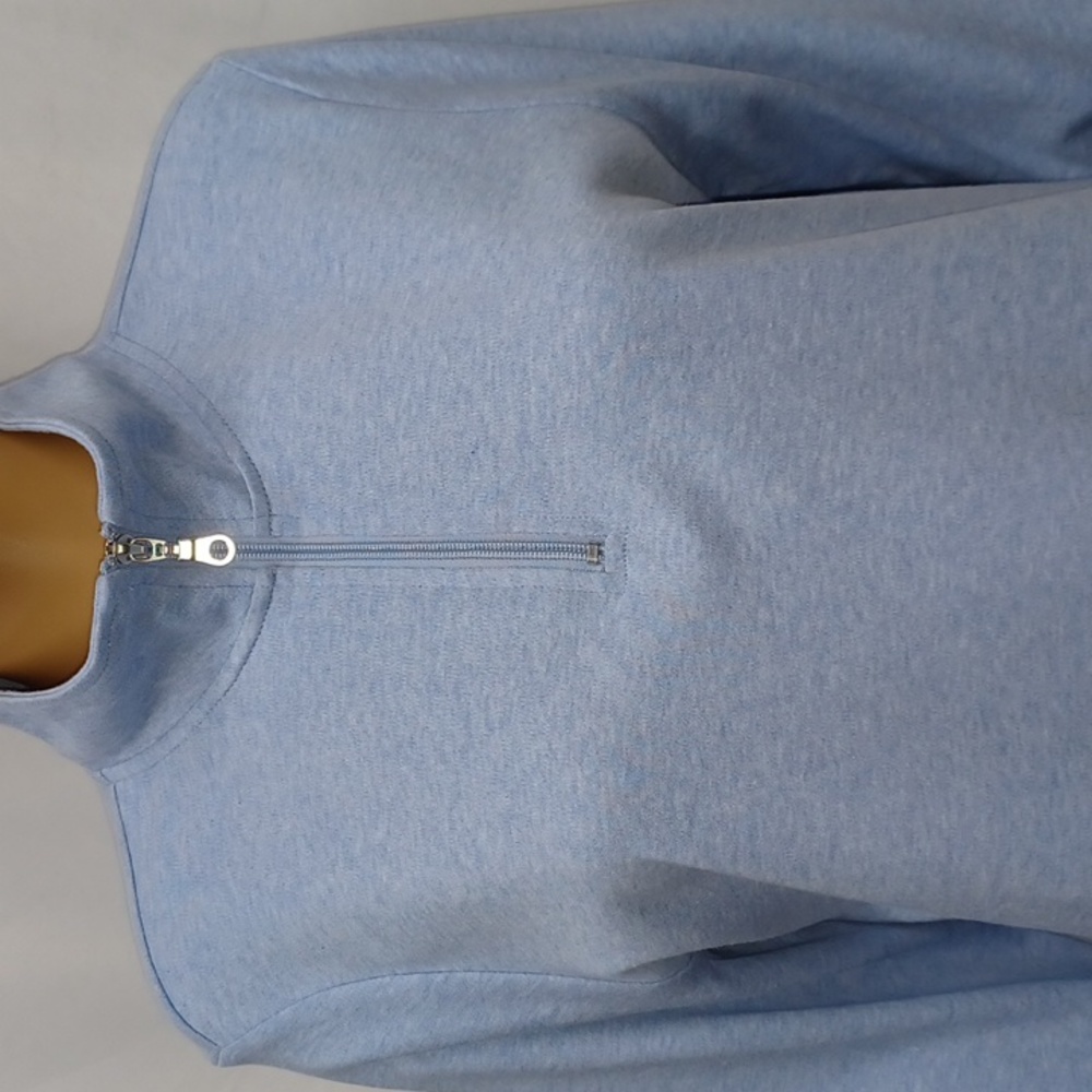 Karen Scott Cotton Zip-Neck Top, Light Blue Heather - Picture 3 of 10